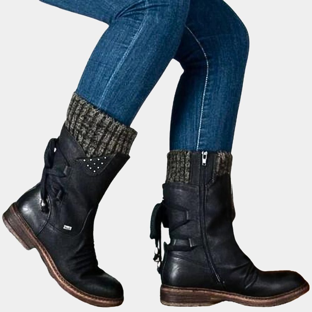 Blandine | Suede Winter Ankle Boots with Buckle Detail for Women