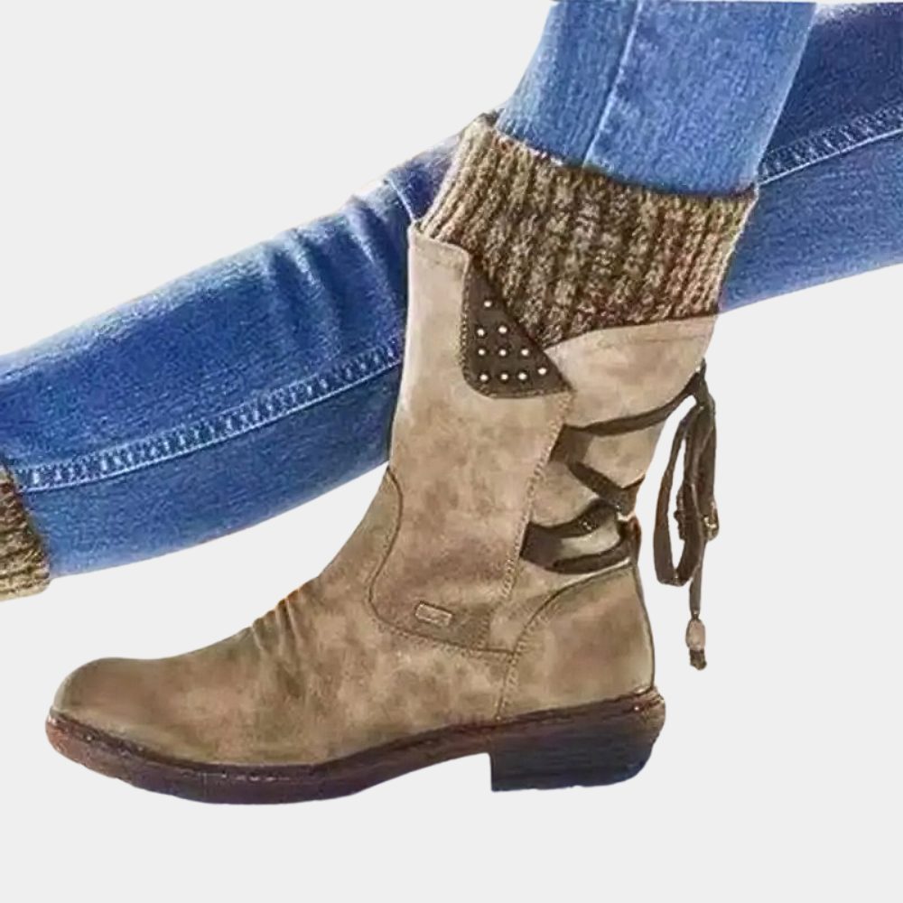 Blandine | Suede Winter Ankle Boots with Buckle Detail for Women