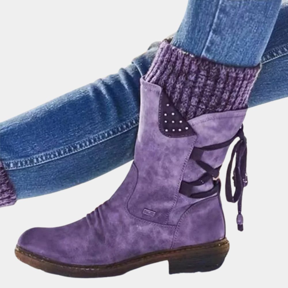 Blandine | Suede Winter Ankle Boots with Buckle Detail for Women
