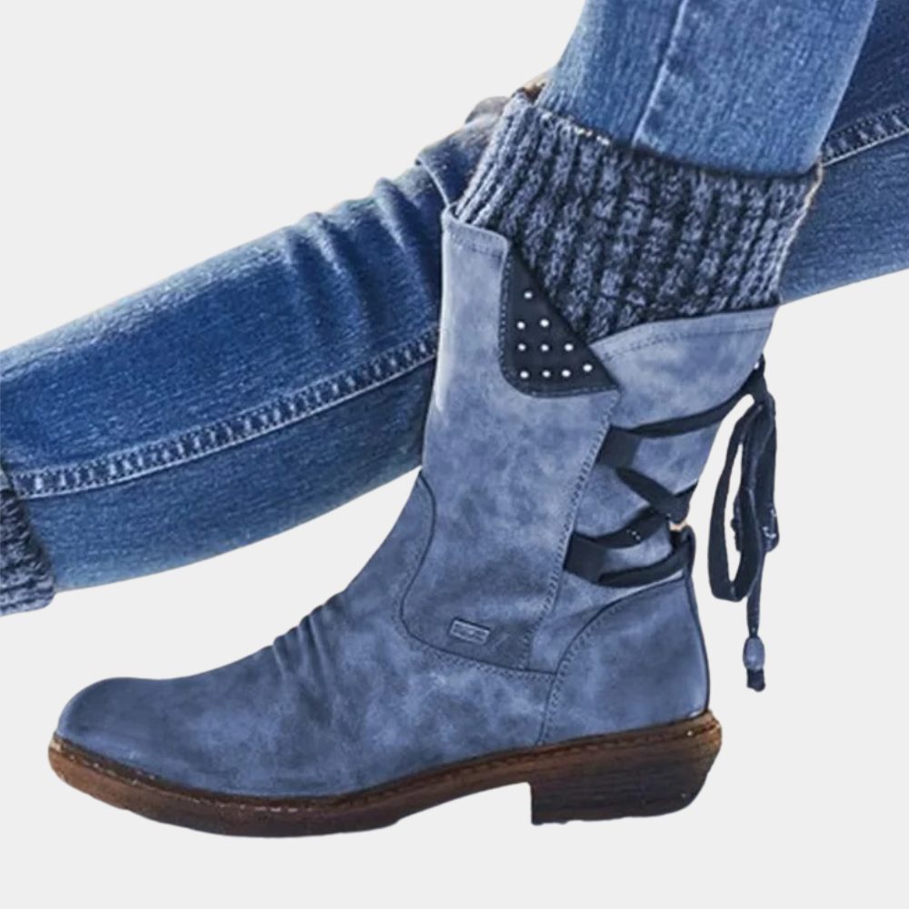 Blandine | Suede Winter Ankle Boots with Buckle Detail for Women