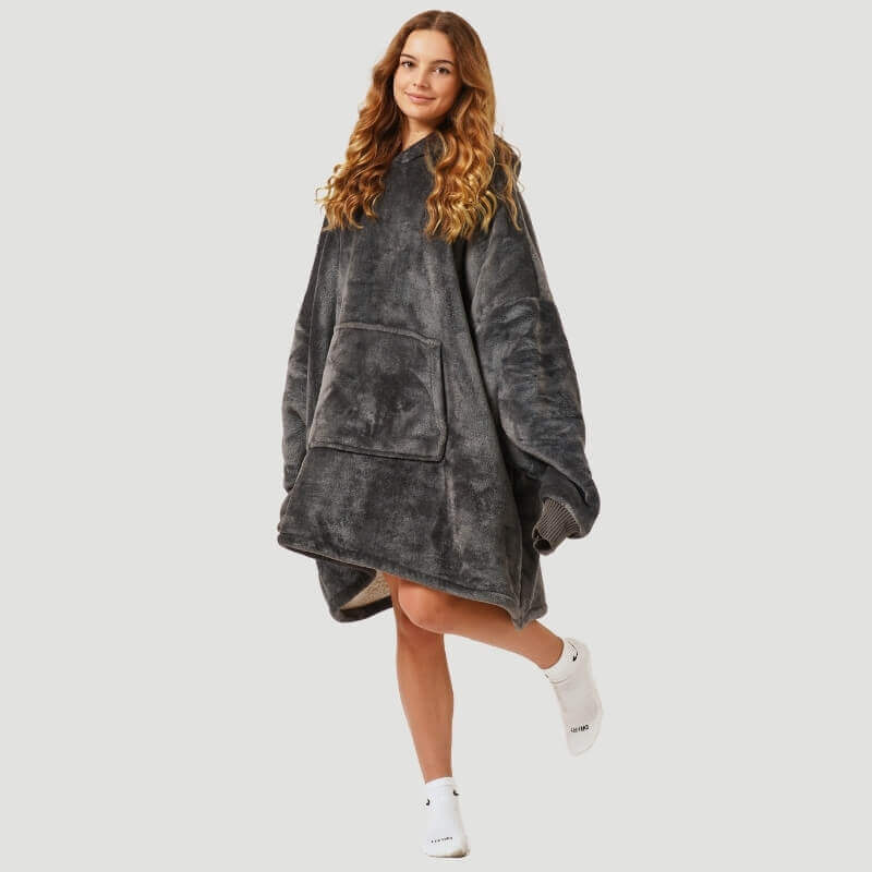 Women's Oversized Sherpa Blanket Hoodie with Flannel Fleece Outer