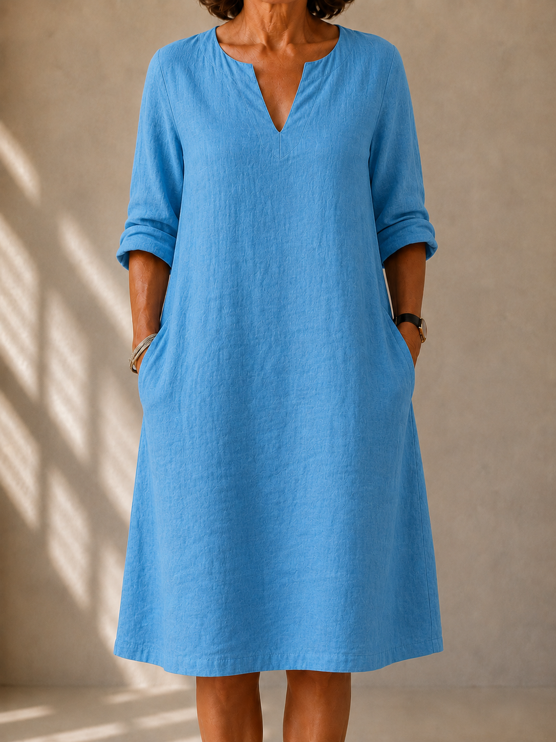 Claire | V-Neck Straight Midi Dress