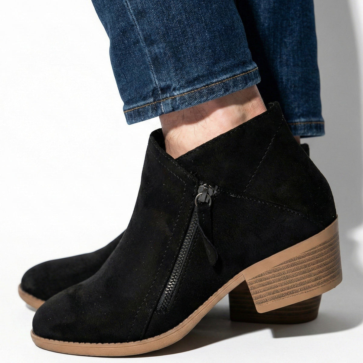 Salvia | Block Heel Ankle Boots with Side Zip for Women