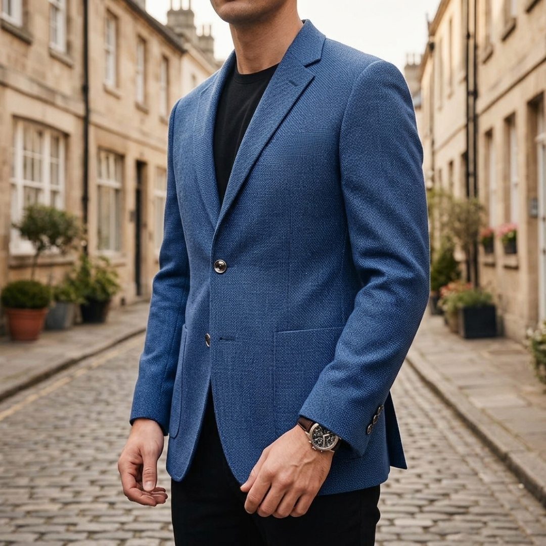 Men's Slim Blazer, Notched Lapels, Two Button Front