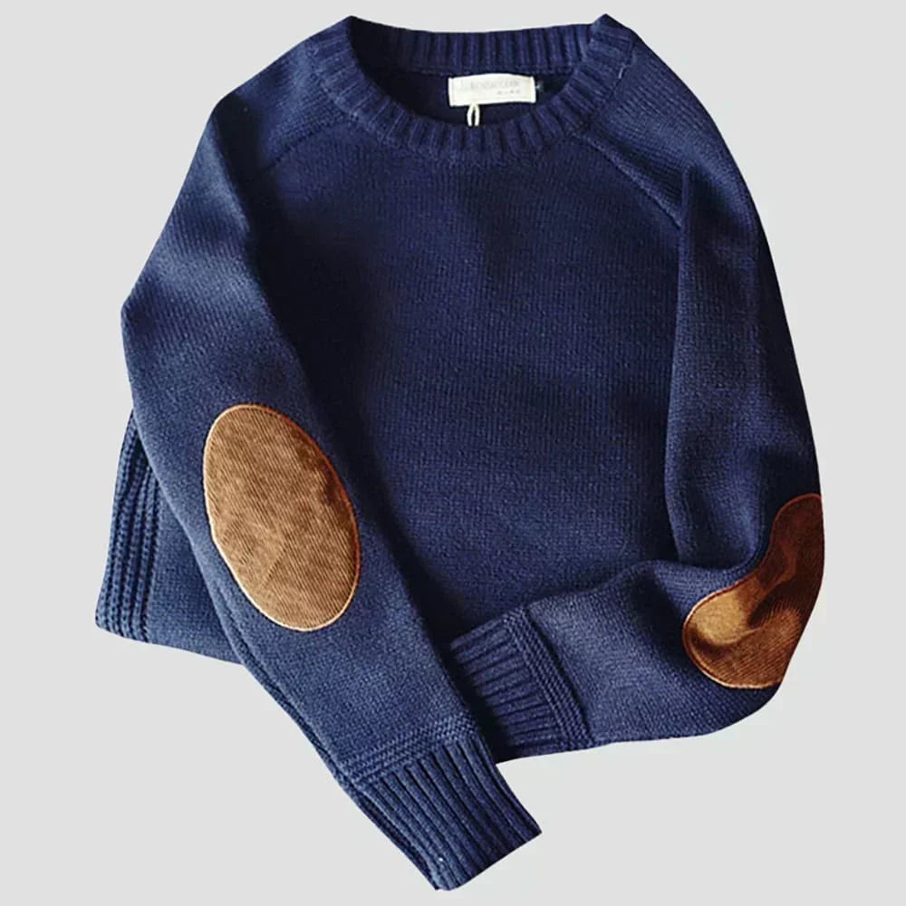 Fabian | Mens Classic Knit Sweater with Elbow Patches — Winter Knit in 4 Colors M–5XL | Westmere
