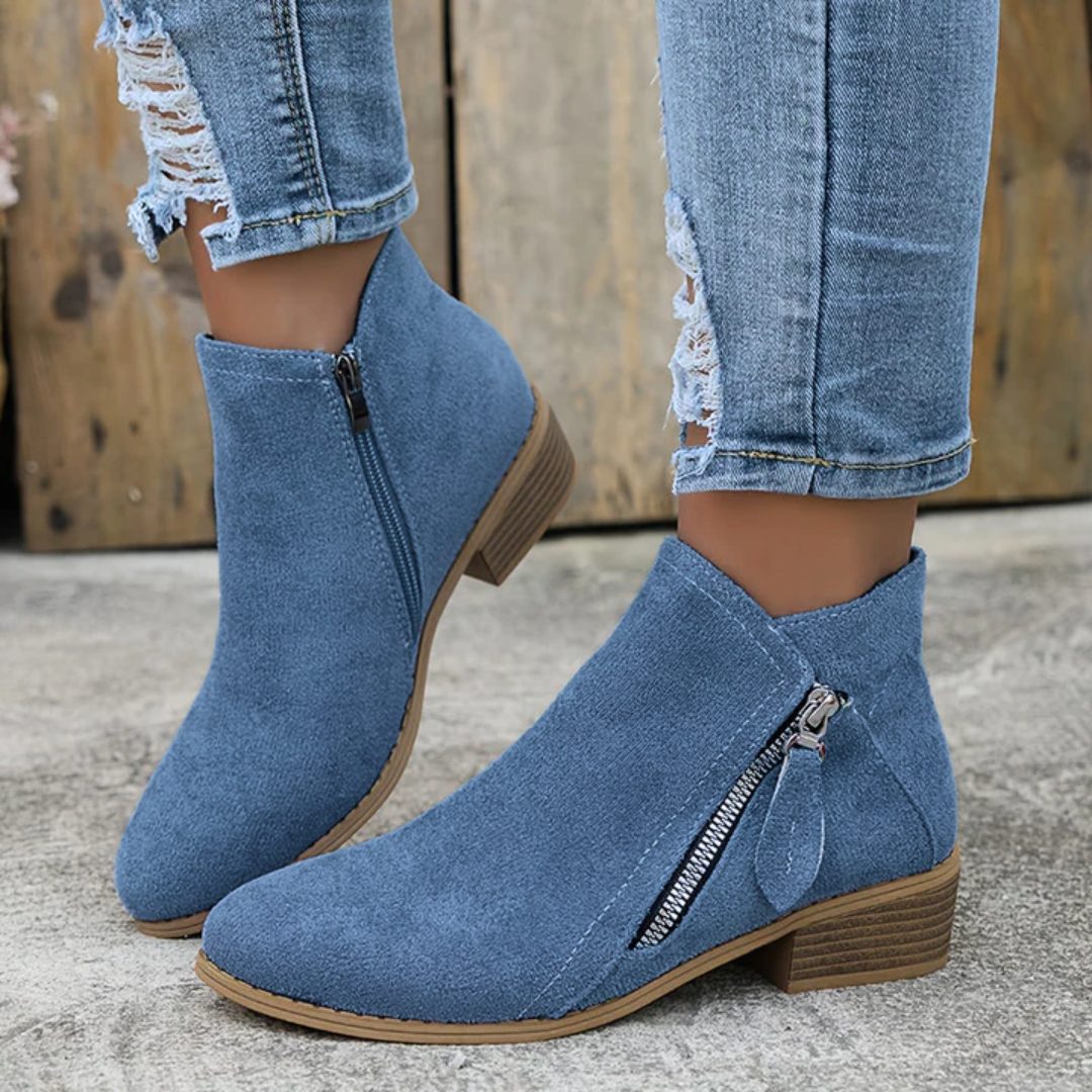 Bluebell | Suede Ankle Boots with Block Heel for Women