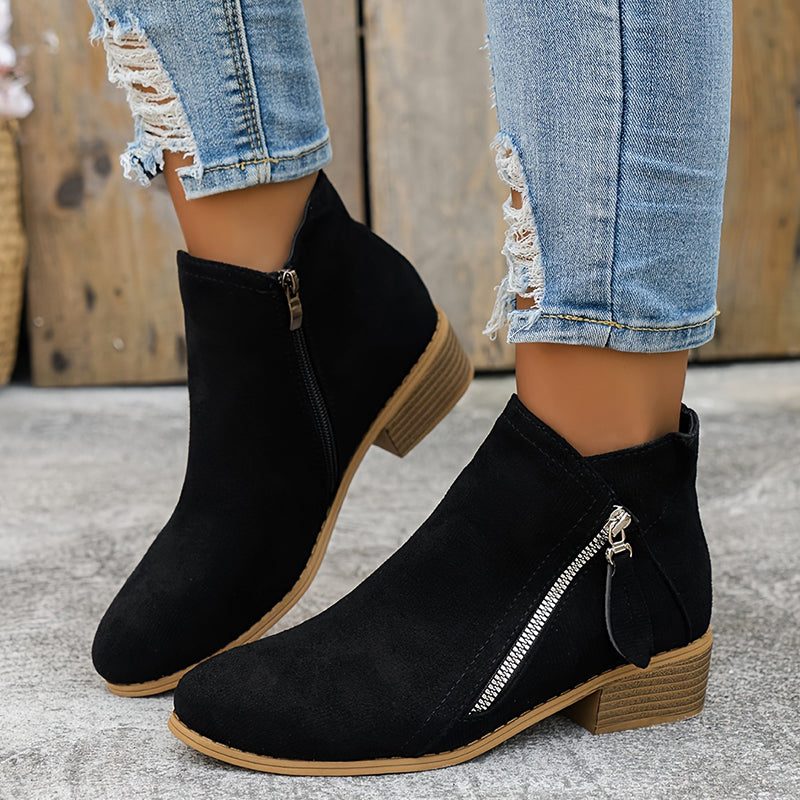 Bluebell | Suede Ankle Boots with Block Heel for Women