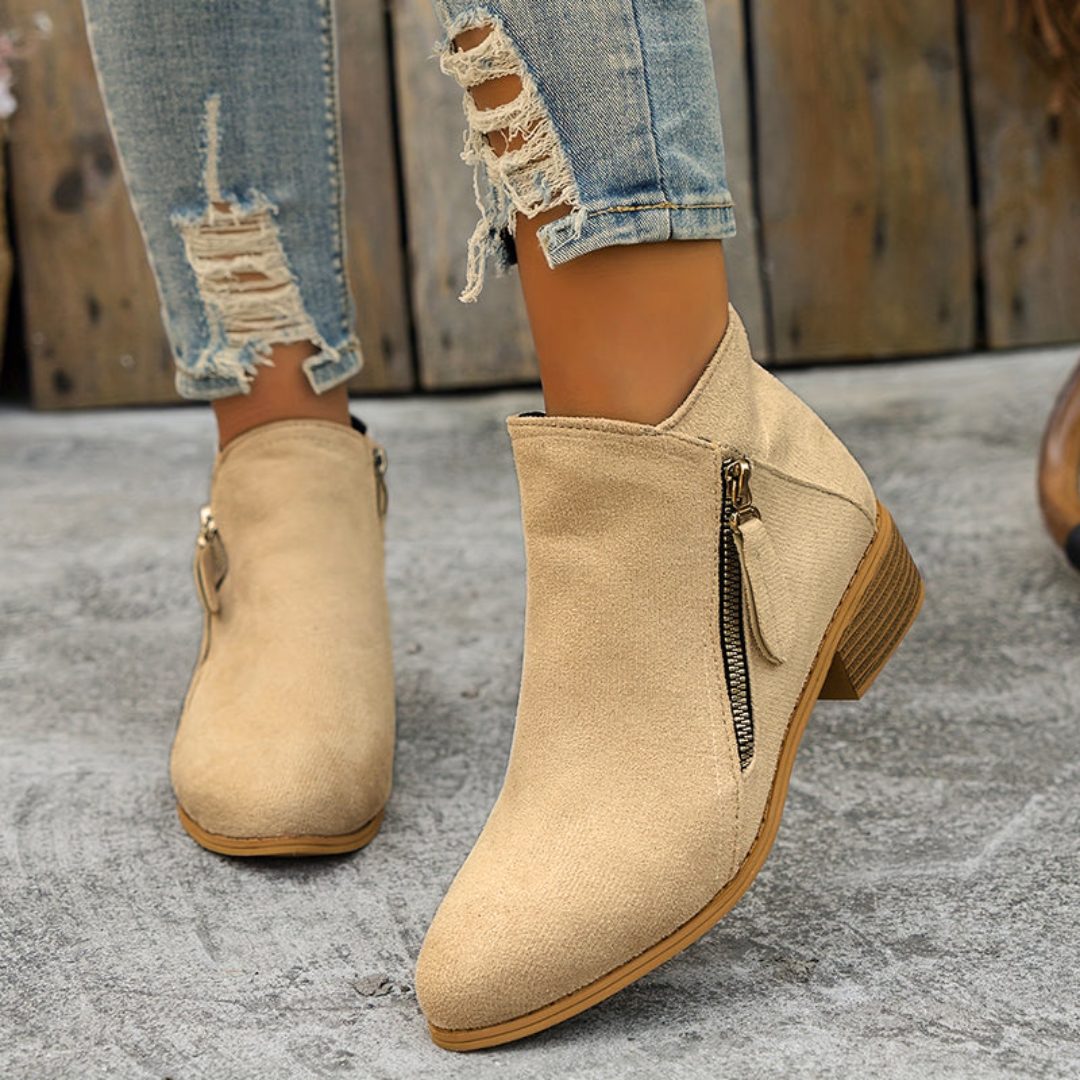 Bluebell | Suede Ankle Boots with Block Heel for Women
