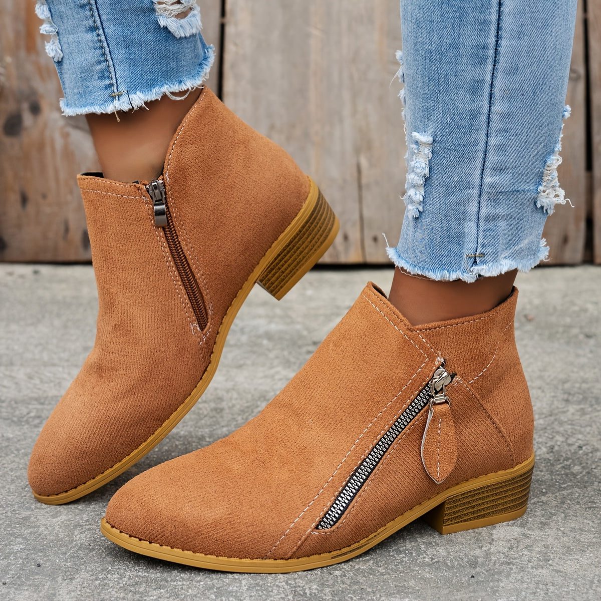 Bluebell | Suede Ankle Boots with Block Heel for Women