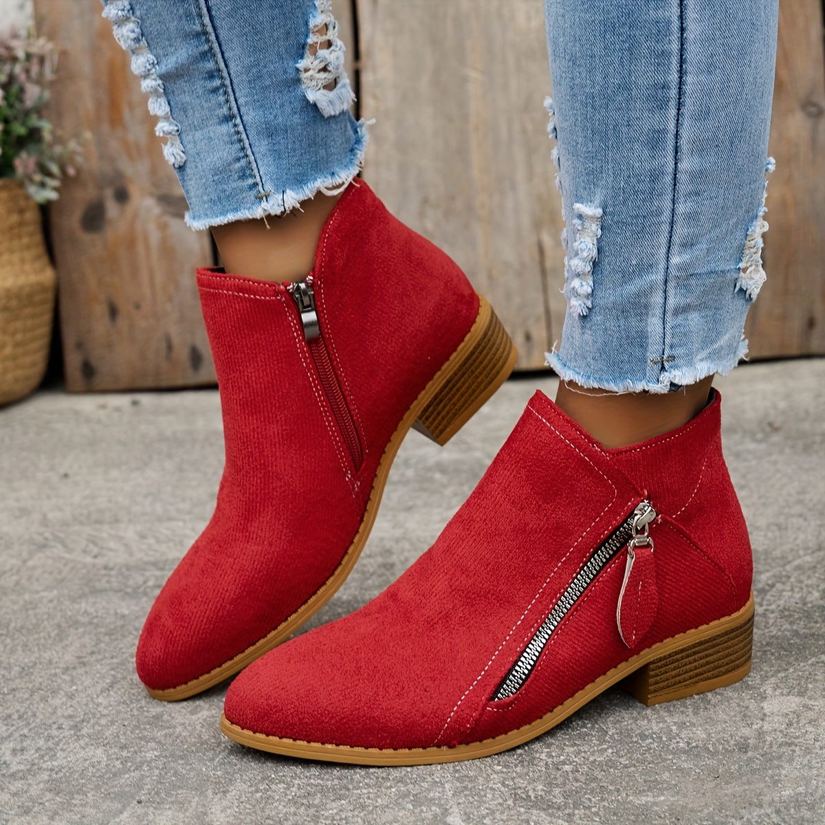 Bluebell | Suede Ankle Boots with Block Heel for Women