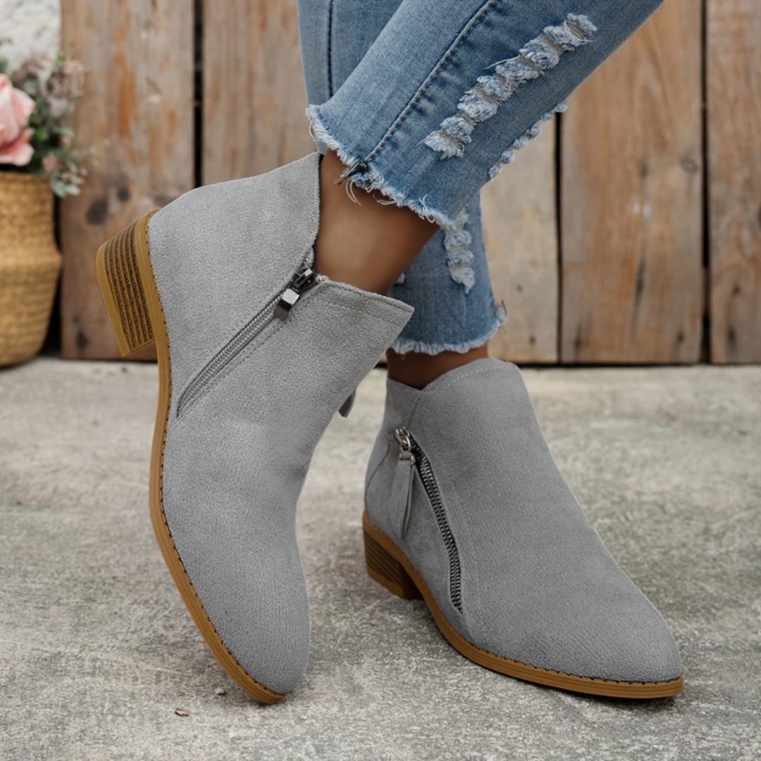 Bluebell | Suede Ankle Boots with Block Heel for Women