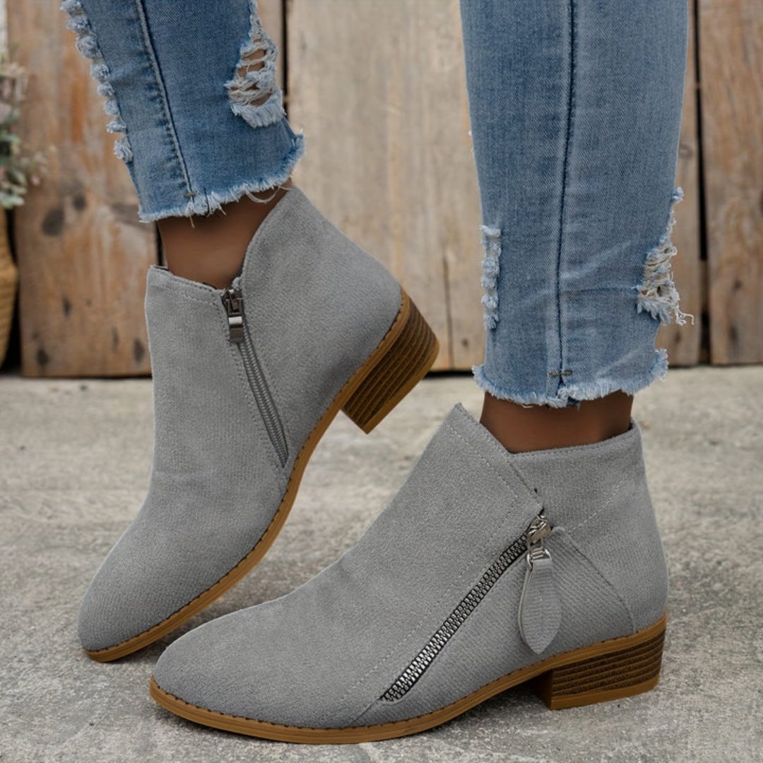 Bluebell | Suede Ankle Boots with Block Heel for Women