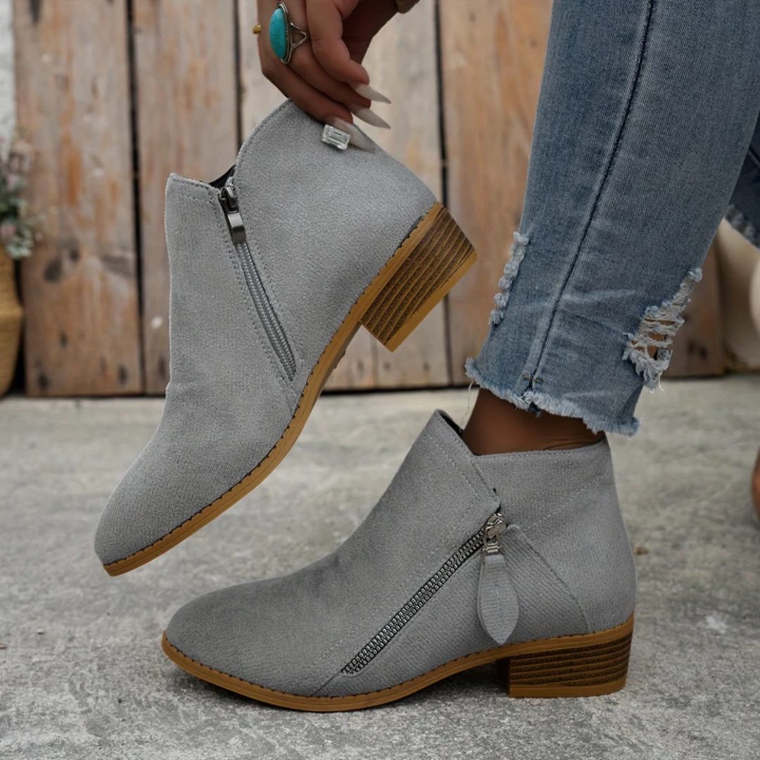 Bluebell | Suede Ankle Boots with Block Heel for Women