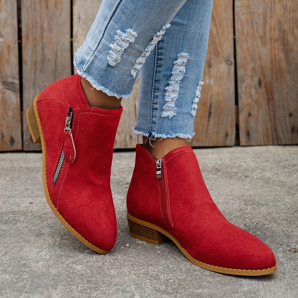 Bluebell | Suede Ankle Boots with Block Heel for Women