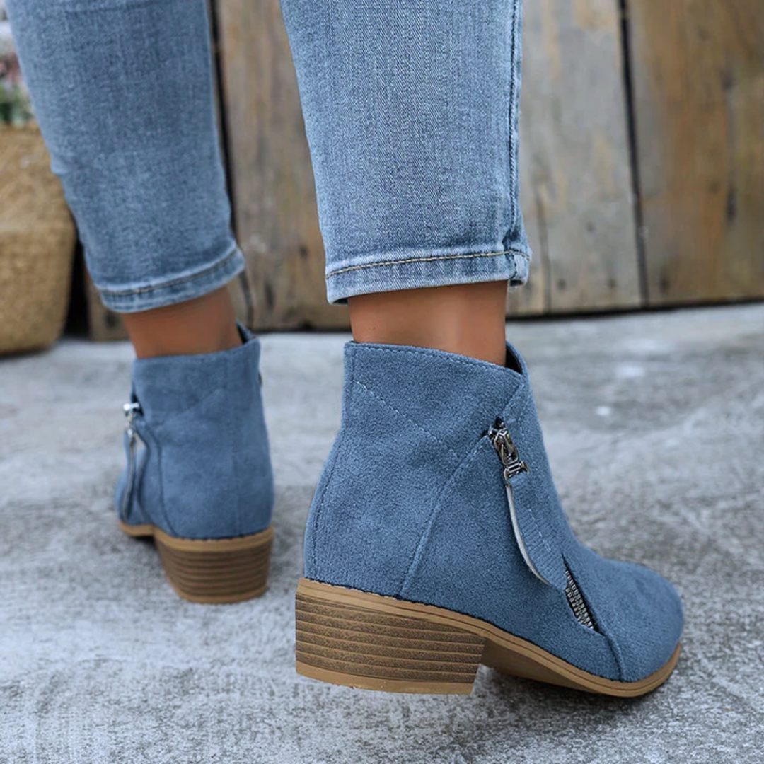Bluebell | Suede Ankle Boots with Block Heel for Women