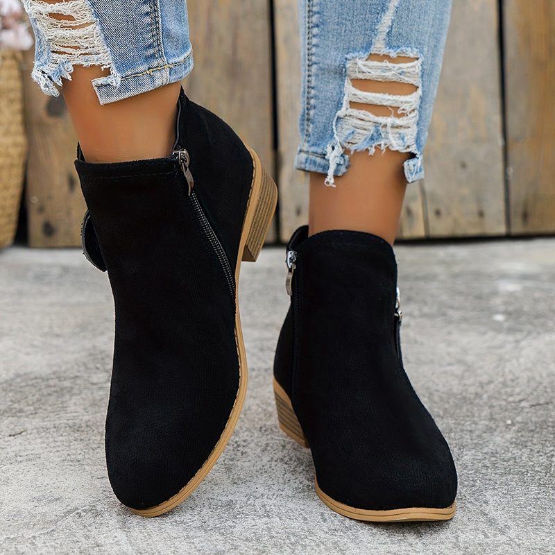 Bluebell | Suede Ankle Boots with Block Heel for Women