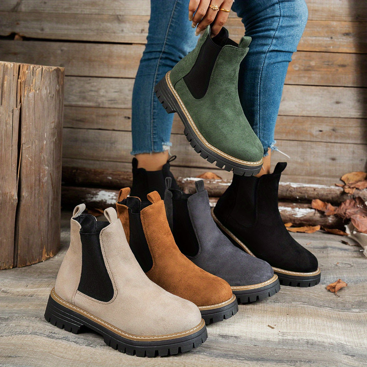 Women's Ankle Boots | Size 5.5-12 | Beige, Black, Grey, Green, Dark Brown