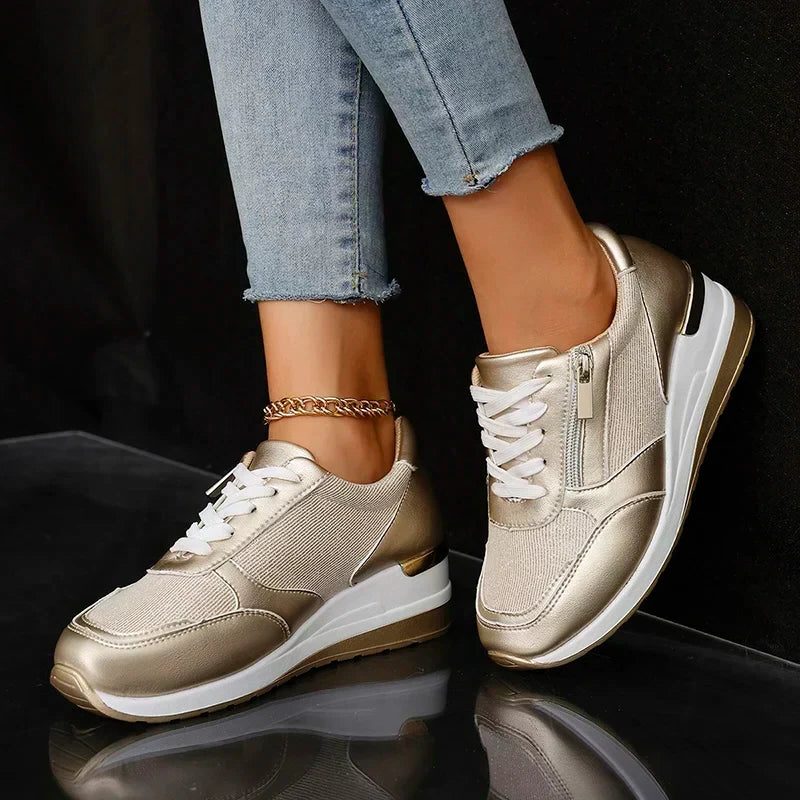 Bonita | Metallic Platform Sneakers with Side Zip for Women