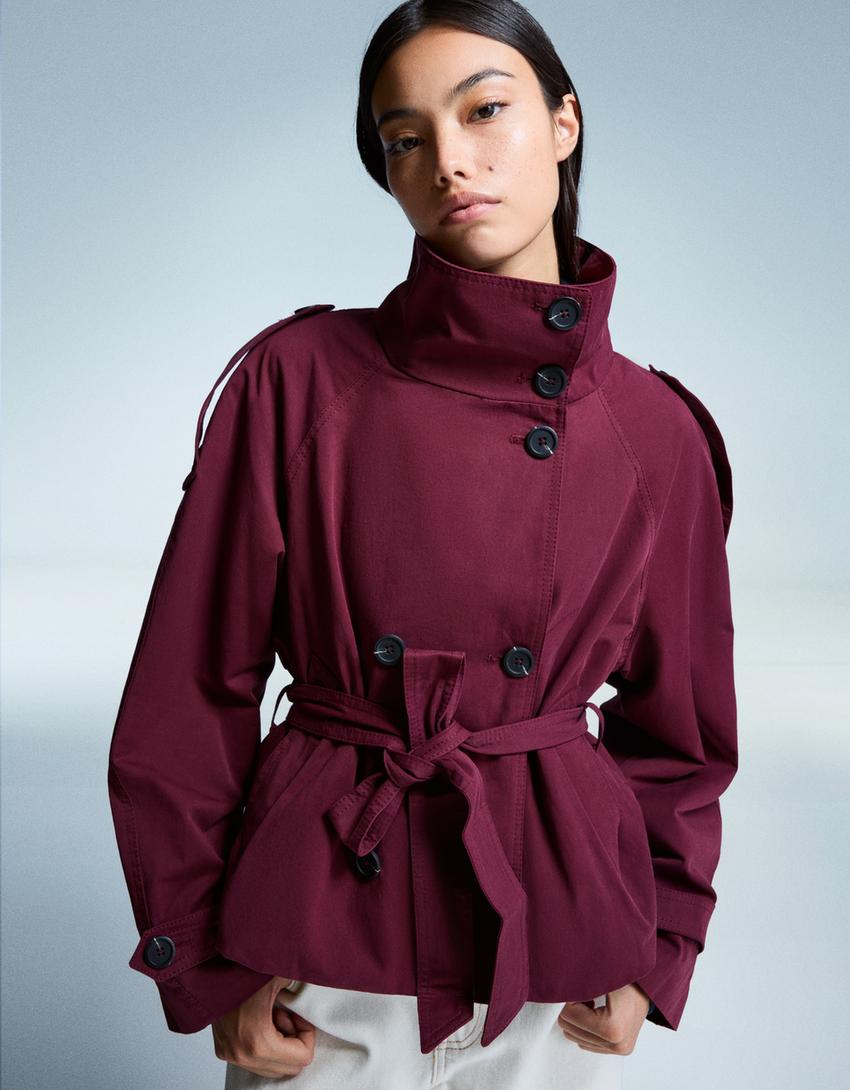 Women's Cropped Double-Breasted Belted Jacket