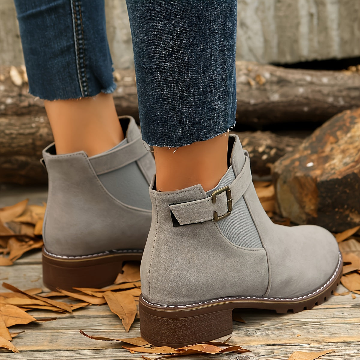 Women's Boots with Block Heel and Ankle Height | Size 5.5-12 | Black, Light Pink, Caramel, Grey