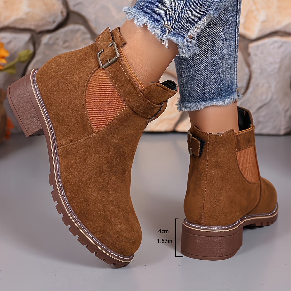 Women's Boots with Block Heel and Ankle Height | Size 5.5-12 | Black, Light Pink, Caramel, Grey