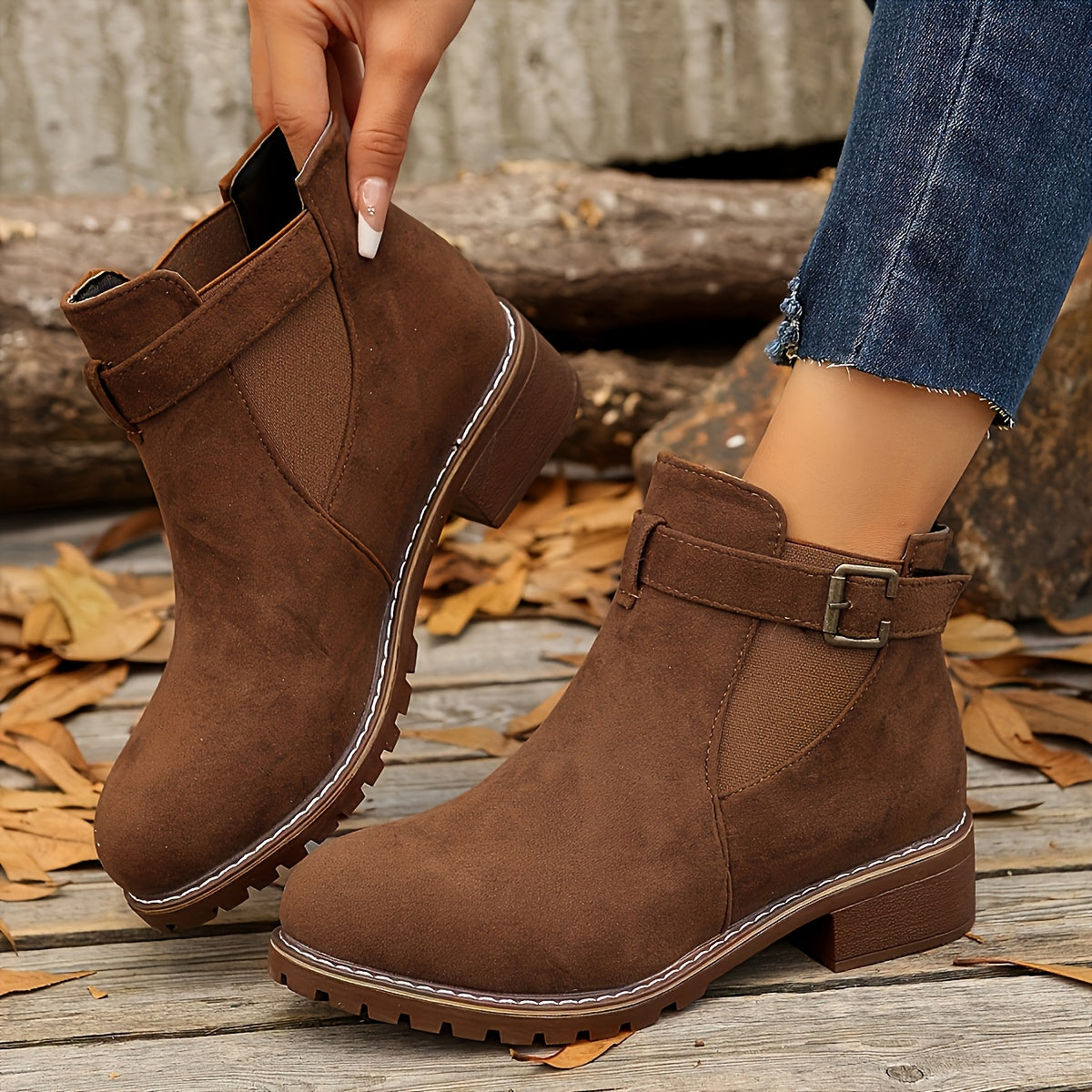 Women's Ankle Boots with Block Heel | Size 5.5-12 | Black, Light Pink, Caramel, Grey
