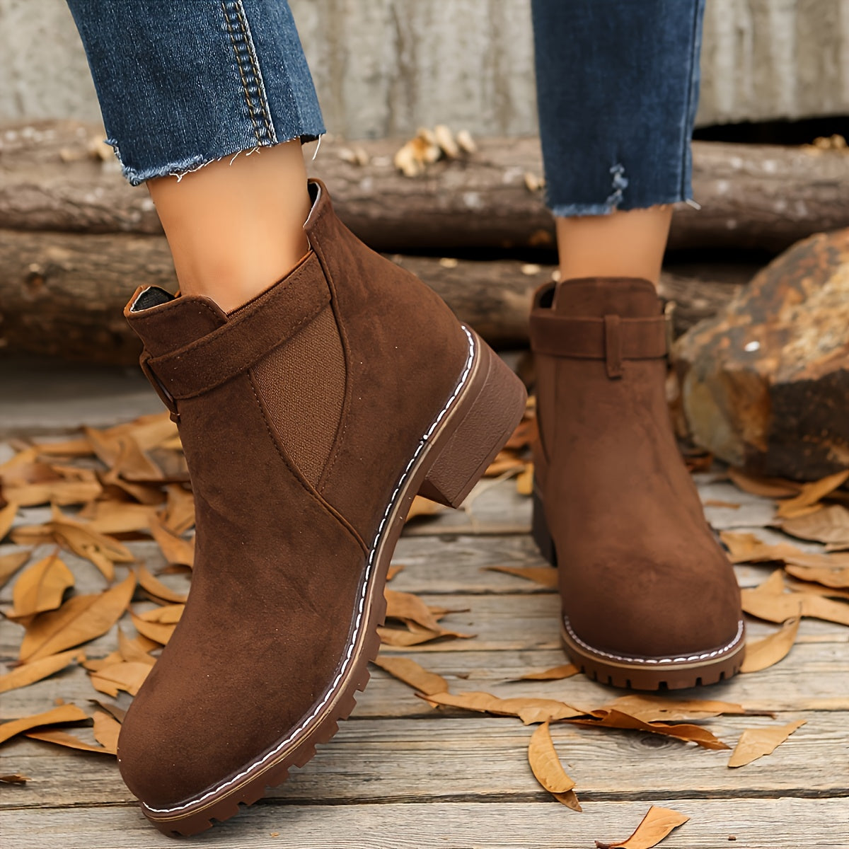 Women's Ankle Boots with Block Heel | Size 5.5-12 | Black, Light Pink, Caramel, Grey