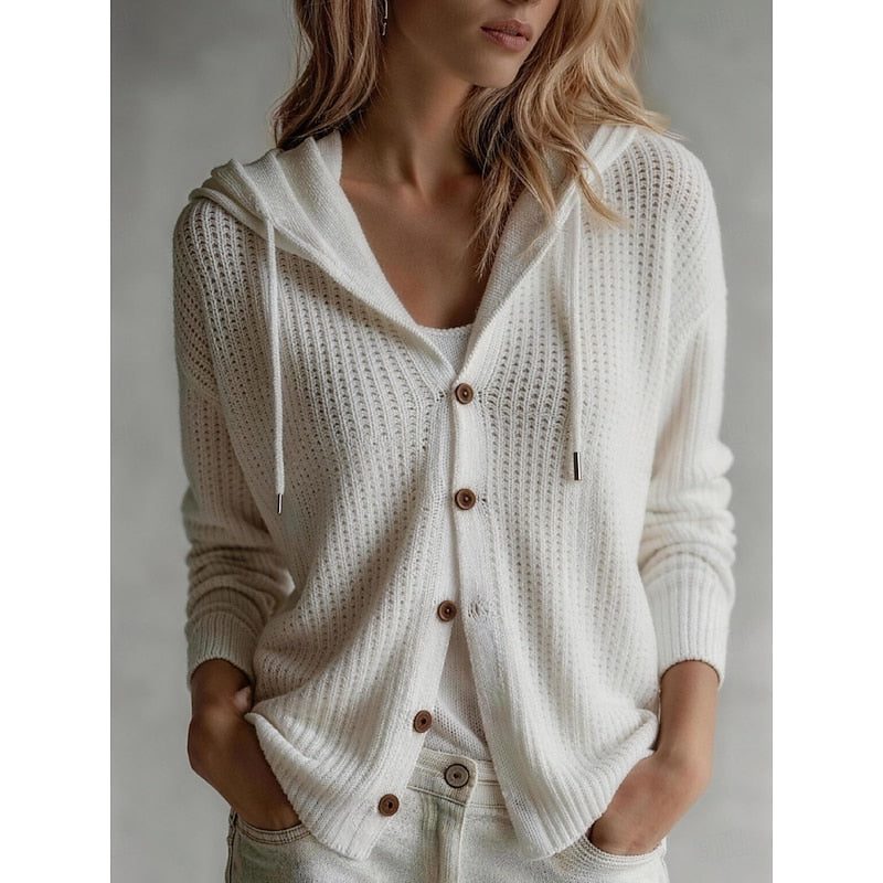Brielle | Ribbed Knit Hooded Cardigan for Women