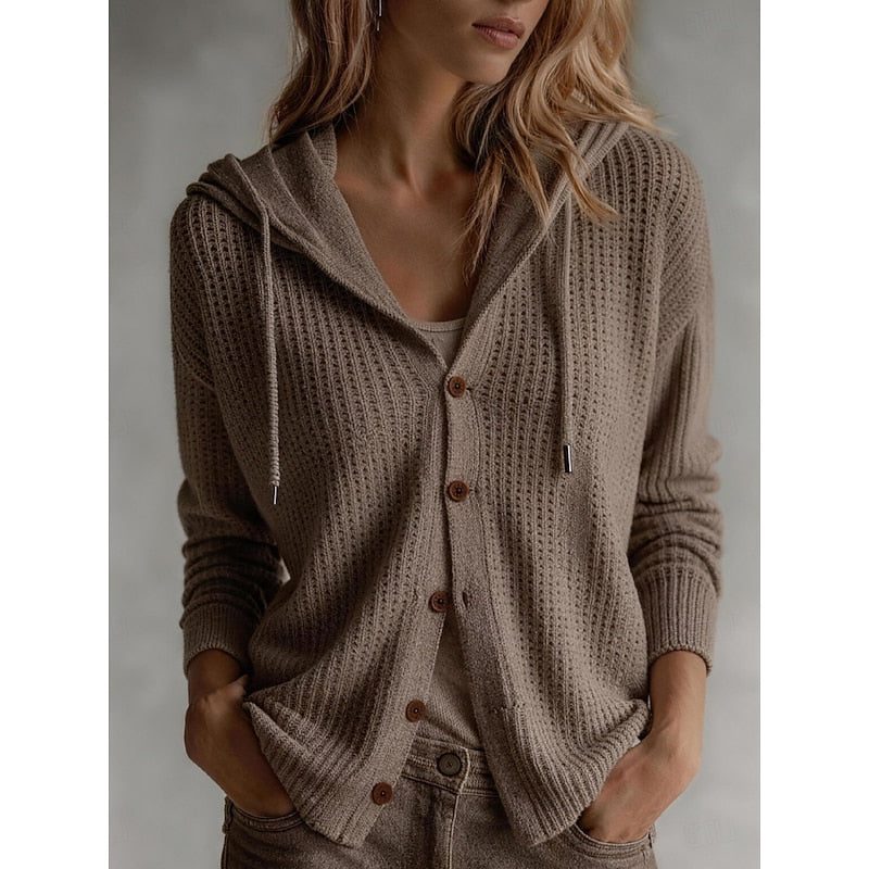 Brielle | Ribbed Knit Hooded Cardigan for Women