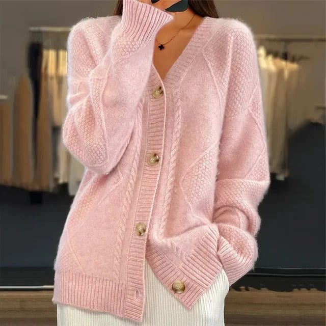 Brigitta | Cable Knit Cardigan with Button-Down Closure for Women