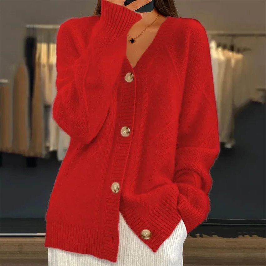 Brigitta | Cable Knit Cardigan with Button-Down Closure for Women
