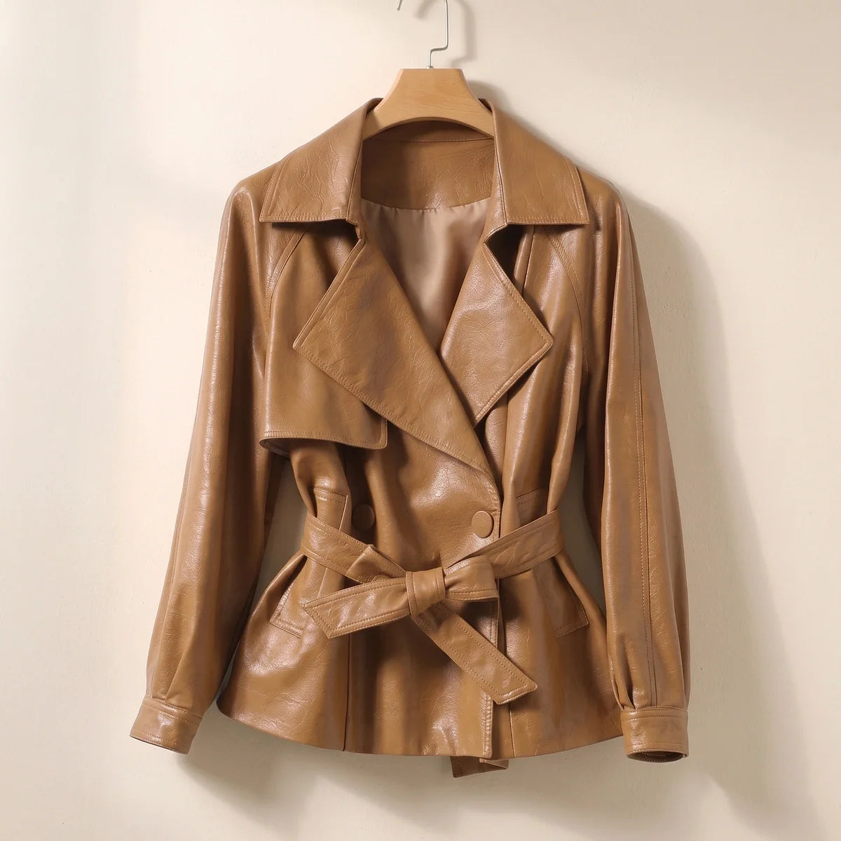 Bronwen Belted Vegan Leather Jacket