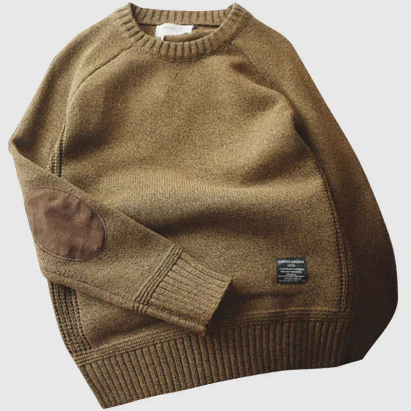 Fabian | Mens Classic Knit Sweater with Elbow Patches — Winter Knit in 4 Colors M–5XL | Westmere