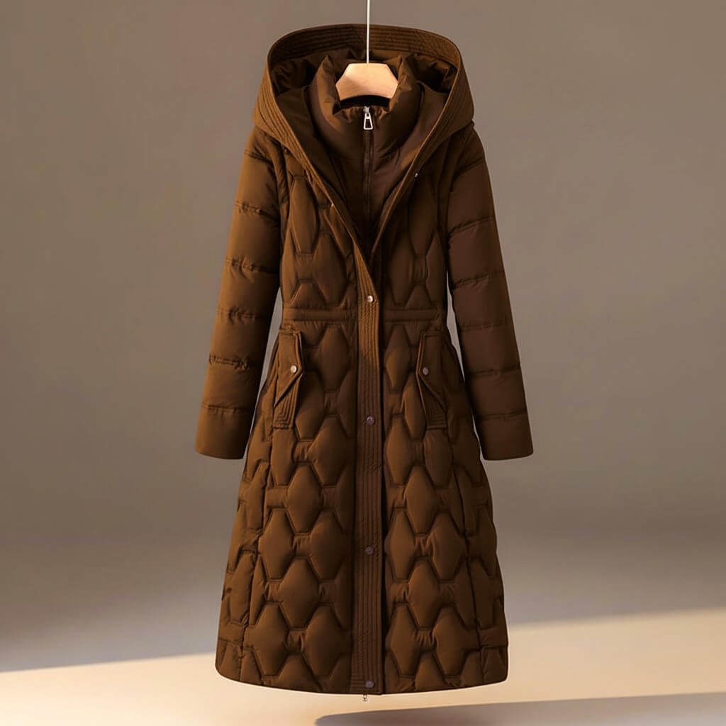 Kristy | Womens Quilted Hooded Winter Coat | Lightweight Filling, Zip and Snap Closure | Red, Brown, Black and More XS-XL