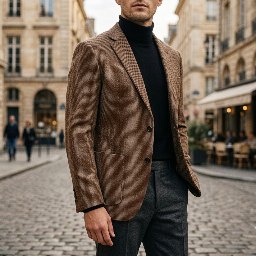 Men's Slim Blazer, Notched Lapels, Two Button Front
