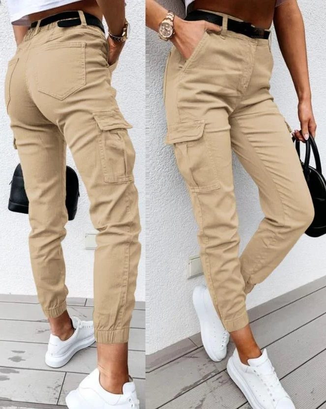 Burgundy | Relaxed Fit Long Cargo Pants for Women