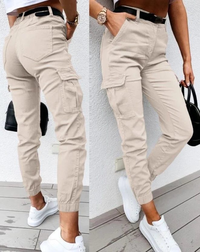 Burgundy | Relaxed Fit Long Cargo Pants for Women