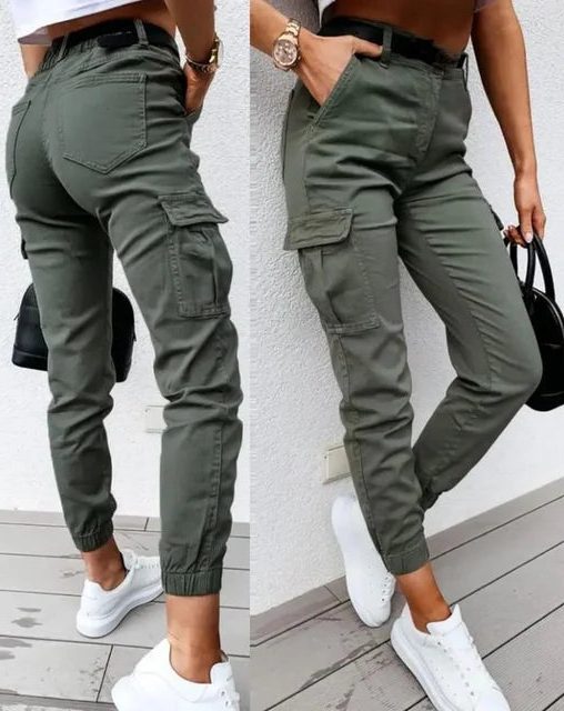 Burgundy | Relaxed Fit Long Cargo Pants for Women
