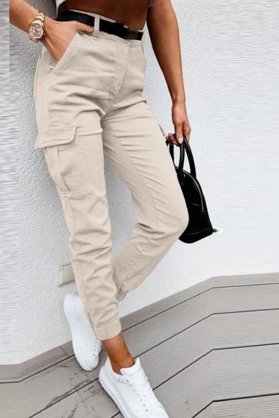 Burgundy | Relaxed Fit Long Cargo Pants for Women