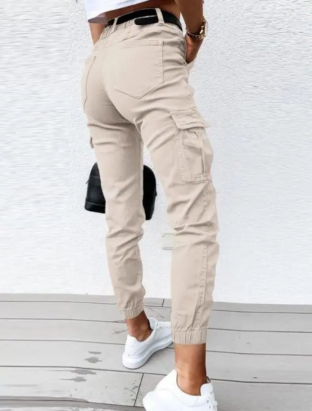 Burgundy | Relaxed Fit Long Cargo Pants for Women