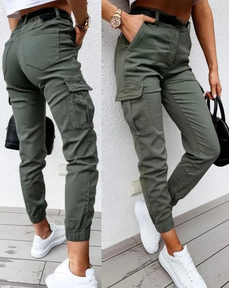 Burgundy | Relaxed Fit Long Cargo Pants for Women