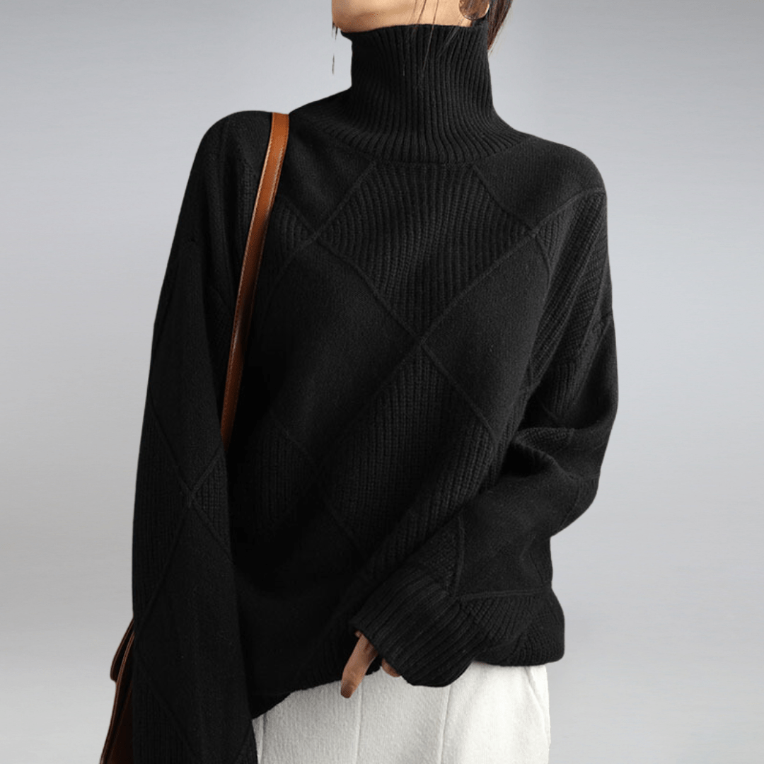 Mafalda Diamond Knit Turtleneck Sweater