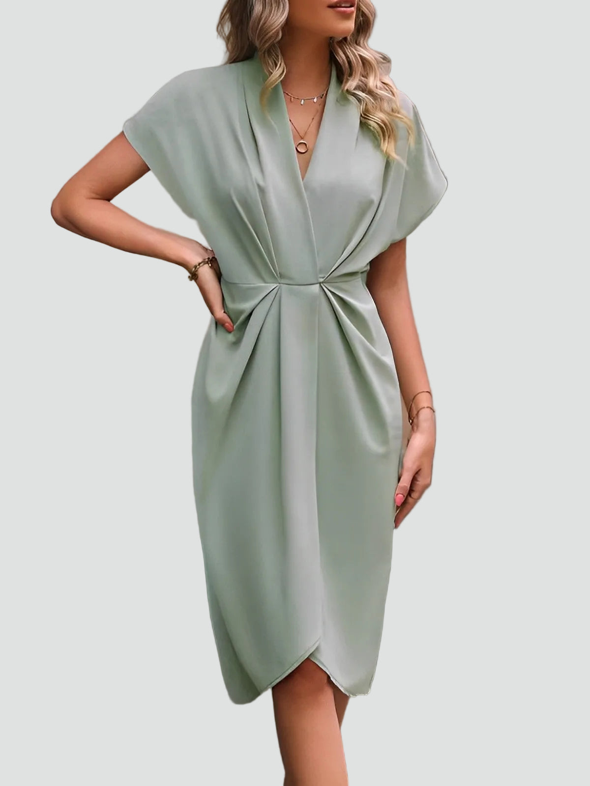 Mathilde Twist-Front Wrap Midi Dress