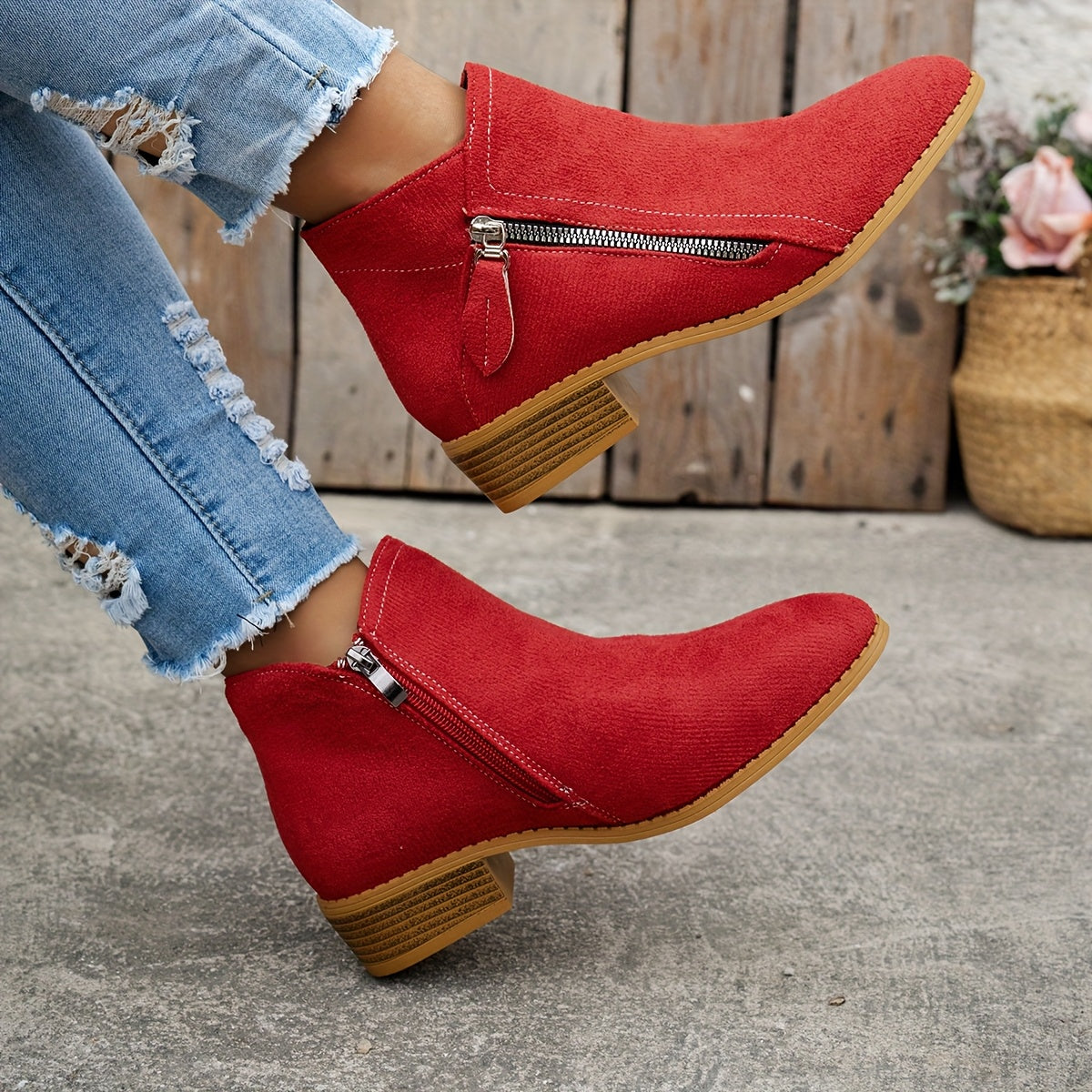 Raya | Womens Ankle Boots with Side Zipper | Zip-On Fit, Dry and Warm in Rain or Snow | Blue, Black, Beige and More EU 35-43