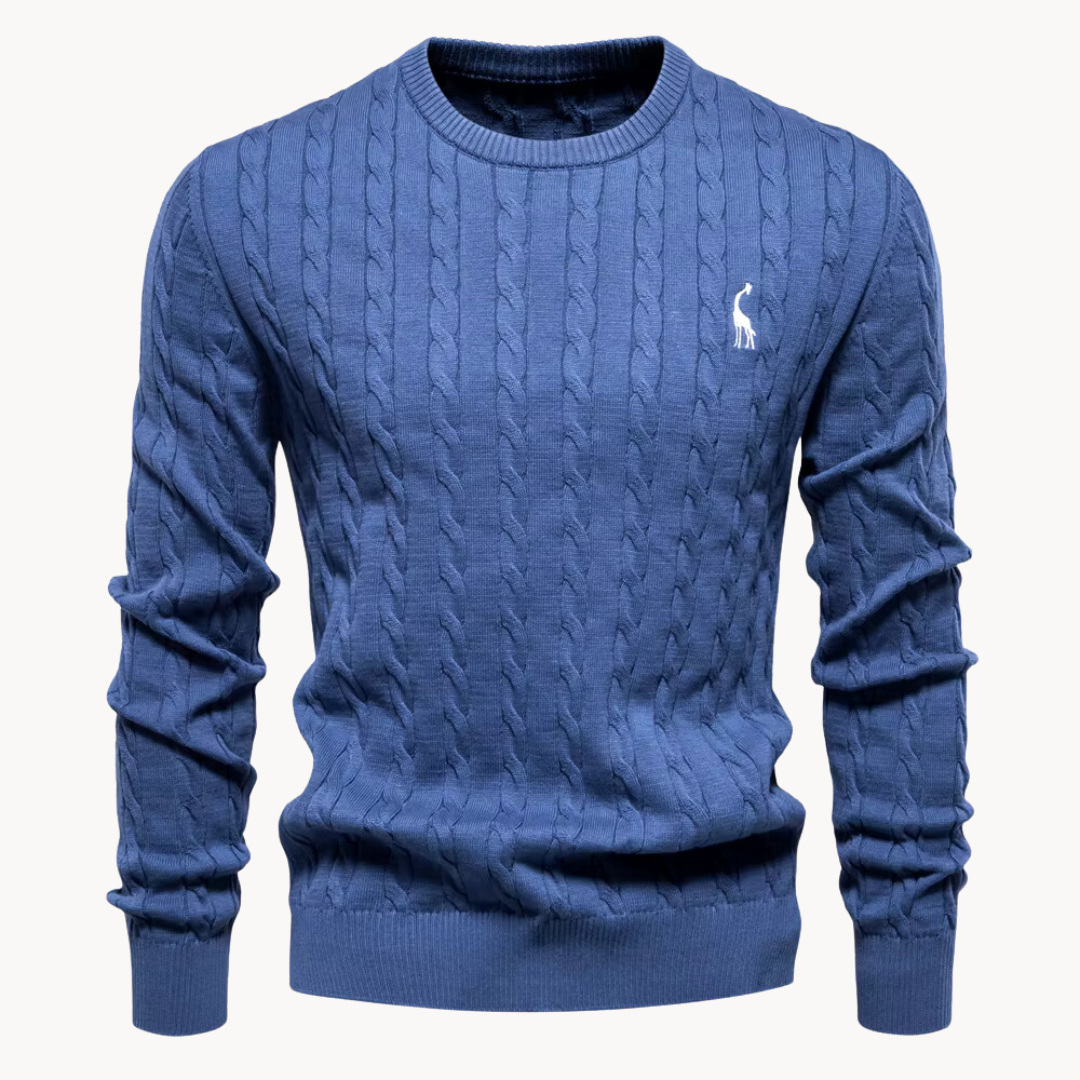 Men's Cable Knit Sweater, Crew Neck, Long Sleeves