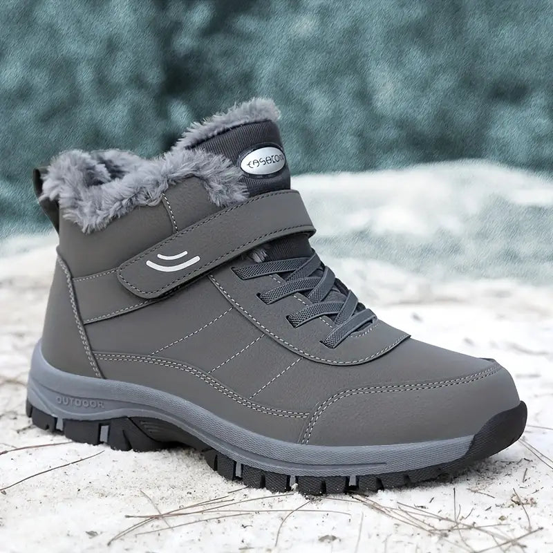 Women's Snow Boots with Plush Lining | Water-Repellent Faux Leather Upper and Strap | Sizes 7-12.5, 3 Colors