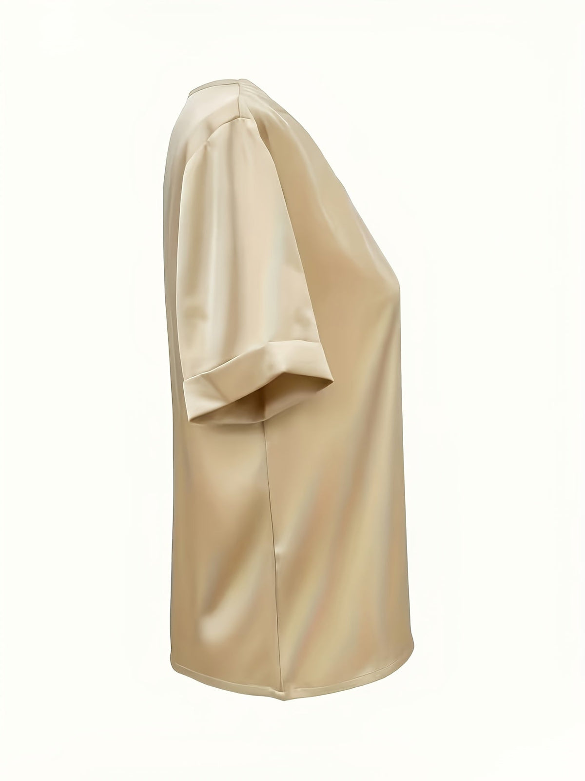 Women's Satin Blouse with V Neck and Short Sleeves | Relaxed Drape, Smooth Seams | Sizes XS to 3XL, 4 Colors