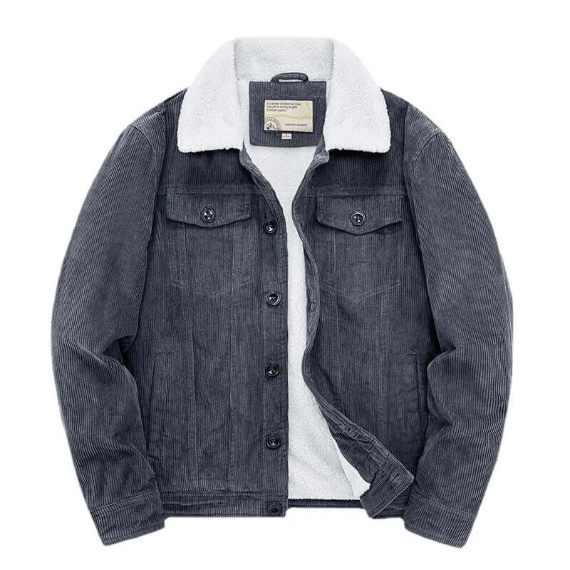 Ryan | Mens Corduroy Windbreaker Jacket, Relaxed Fit | Warm for Cold Days | Gray, Brown, Black and Khaki S-5XL