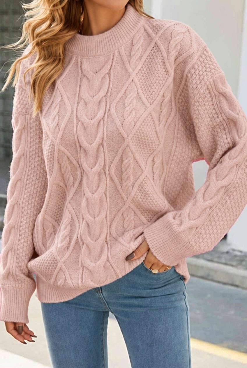 Dulcie | Cable Knit Oversized Sweater with Crew Neck for Women