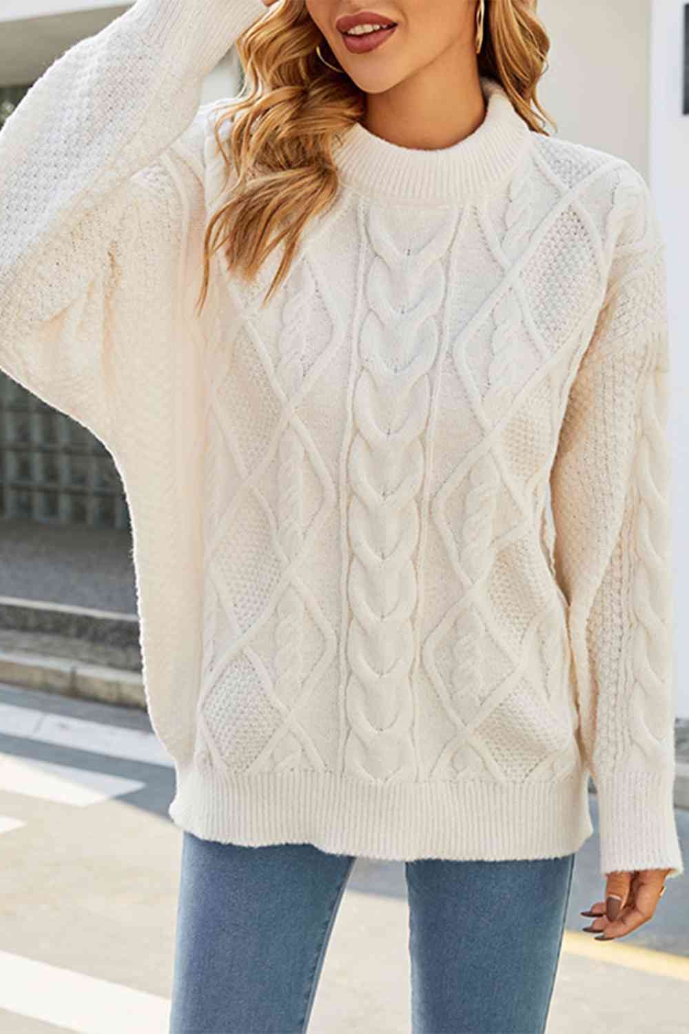 Dulcie | Cable Knit Oversized Sweater with Crew Neck for Women